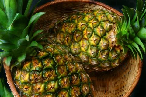 2 pineapples close Stock Photos