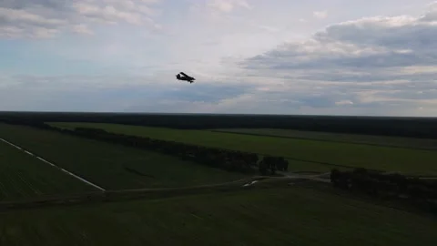 An-2 plane is landing, shooting from a drone Stock-Footage 220710919