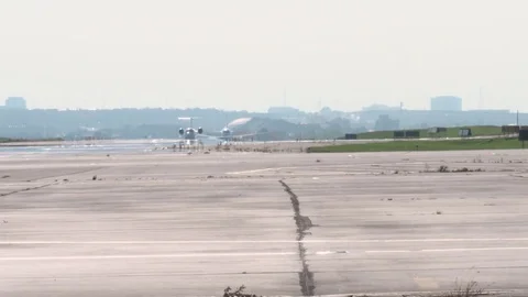 2 Planes Taxiing Closer Stock Footage 76235058