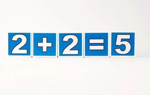 2 PLUS 2 Equals 5 Child's Building Block Stock Illustration