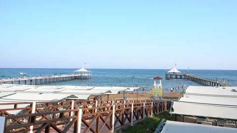 2 pontons in the sea Stock Footage 157448851