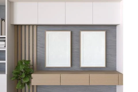 2 Poster frame On The wall Mockup Stock Illustration