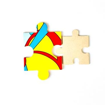 2 puzzles on a white background 스톡 사진