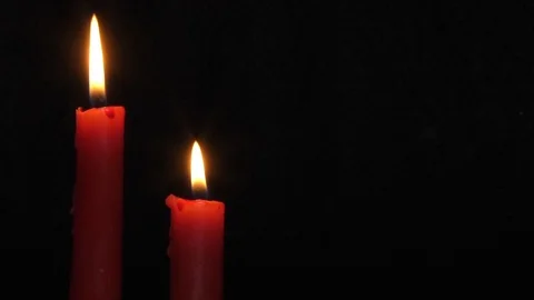 2 red candles left frame Video stock 111907394