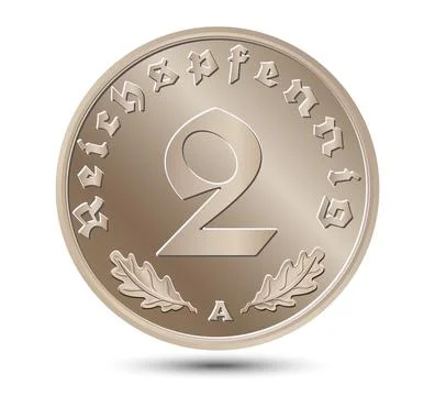 2 Reichspfennig of Germany outlined in vector. Stock Illustration