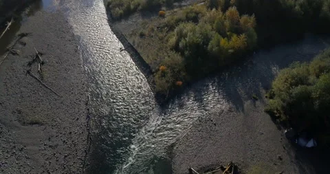 2 RIVERS FLOWING INTO 1 - ABOVE - TOP-DOWN Stock Footage 165237500