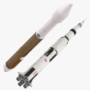 2 Rockets - Saturn V and Atlas V 401 3D Model