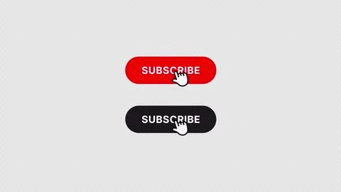2 Rounded Subscribe Buttons - Hand Click - Transparent Alpha 4K Stock Footage 333765350