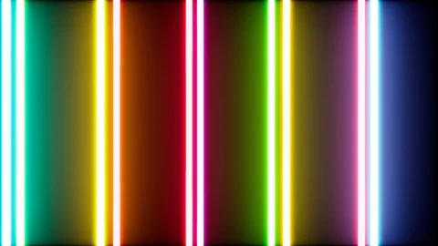 2 rows of multi-colored laser lines quickly moving in different directions. S Video stock 101106739