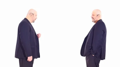 2 same as brothers aged  men speaks white screen Stock Footage 105911951