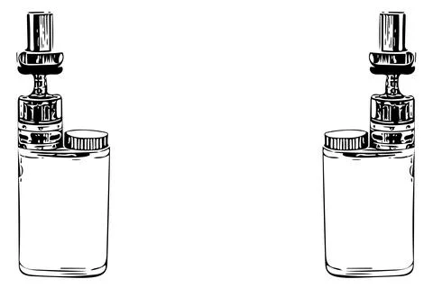 2 same vaporizer, e cigarette for e liquid. Illustration in black against whi Stock Illustration