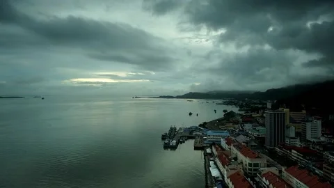 2 Sandakan Malaysia Time Lapse pan right Stock Footage 146524341