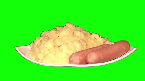 2 sausages with mashed potatoes Stock Footage 44886689