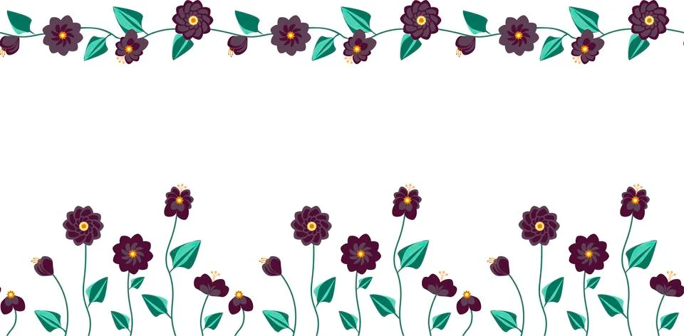 2 Seamless Patterns Set in pastel colors with flowers and bugs Stock Illustration