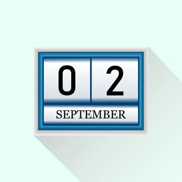 2 september Vector flat daily calendar icon. Ilustração Stock