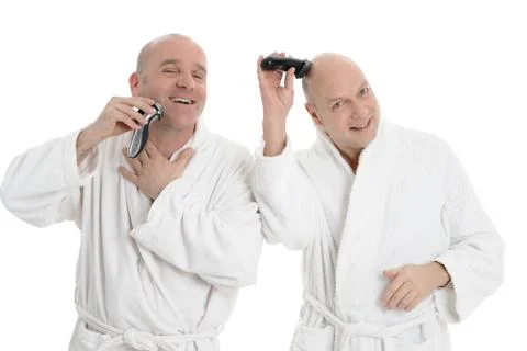 2 shaving man Stock Photos