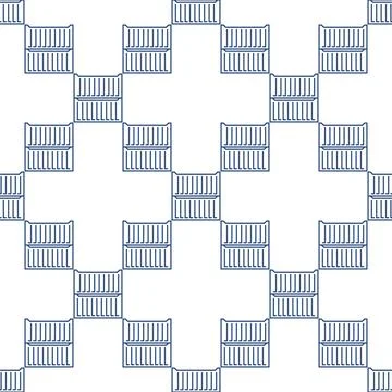 2 Shipping Containers vector seamless pattern Stock Illustration