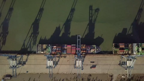 2 Ships Loading Containers At North Port Video stock 101732710