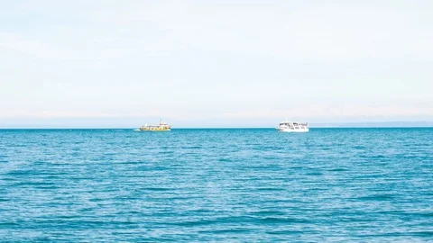 2 ships sailing towards each other at sea Stock Footage 104908232