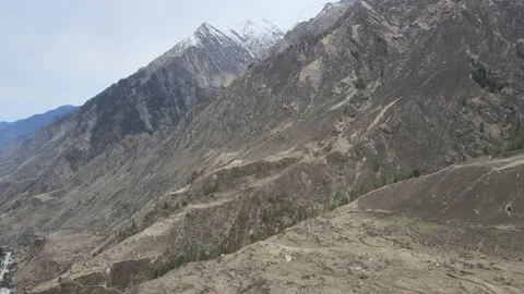 2 shots. aerial view drone shot of dry mountain. no vegetation no tree. Stock Footage 157628097