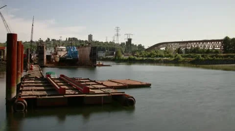 2 shots Time Lapse day view of 2nd Narrow Bridge in Vancouver Stock Footage