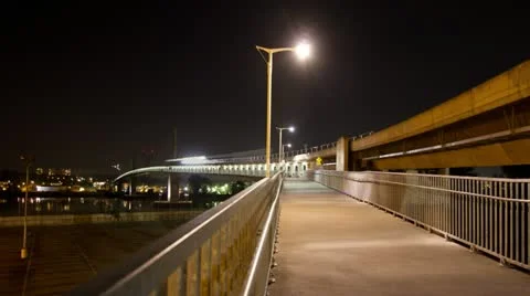2 Shots of Time Lapse Skytrain bridge connecting Richmond and Vancouver Stock Footage 12517000