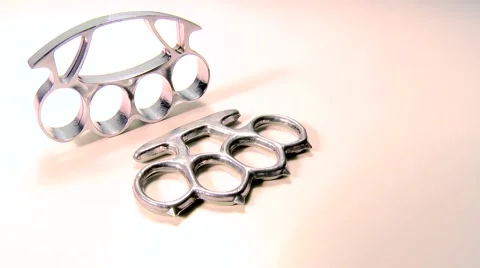 2 silver knuckle-duster, beauty-shot on white background 動画素材 46605503