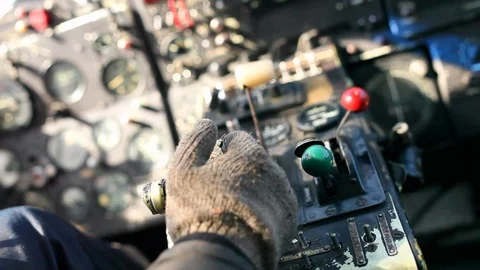 AN-2 ski plane. Winter shooting on the ski plane; Stock Footage 104728785