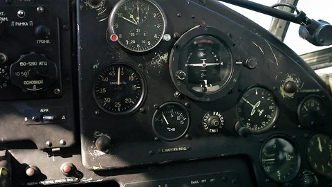 AN-2 ski plane. Winter shooting on the ski plane; Stock Footage 104728795