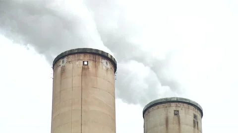 2 Smoke Stacks Close UP Stock Footage 47576352