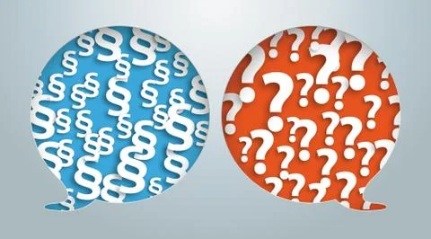 2 Speech Bubbles Holes Paragraphs Questions Stock Illustration