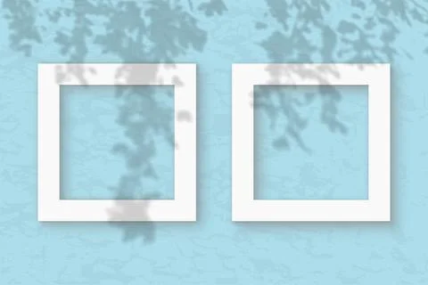 The 2 square frames on a pastel gray wall background. Mockup overlay with the Stock Illustration