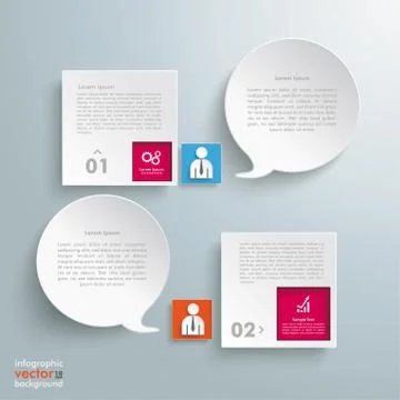 2 squares 2 speech bubbles infographic イラスト素材