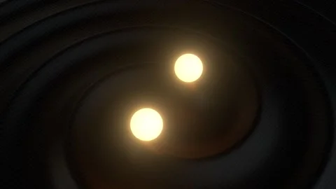2 Star System Gravity Field with Space Time Grid Stock Footage 348509558