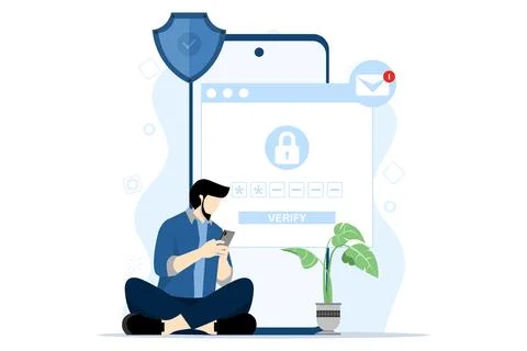 2 step authentication concept. Order a verification code on a smartphone. Stock Illustration