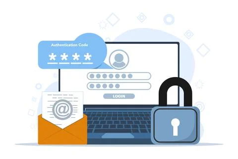 2 step authentication concept. secure login. Stockillustratie