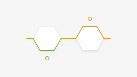 2 step infographic with hexagonal elements and timeline animation. 4K Видео 344708560