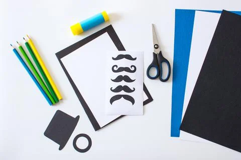 2 Step. Step-by-step instruction postcard for Father's Day. DIY. A gift with Stock Photos