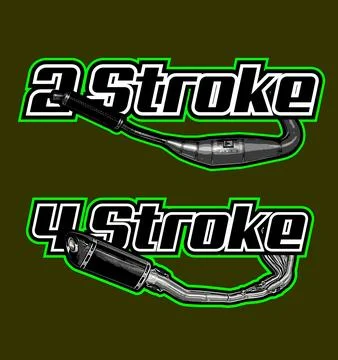 2 stroke and 4 stroke motorcycles exhaust Stock Illustration