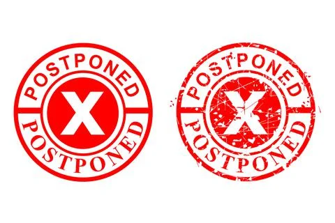 2 Style, Clean and Rust Circle Vector Red Grunge Rubber Stamp Effect, Postpon Illustrazione stock