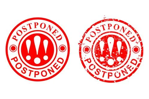 2 Style, Clean and Rust Circle Vector Red Grunge Rubber Stamp Effect, Postpon Stock Illustration