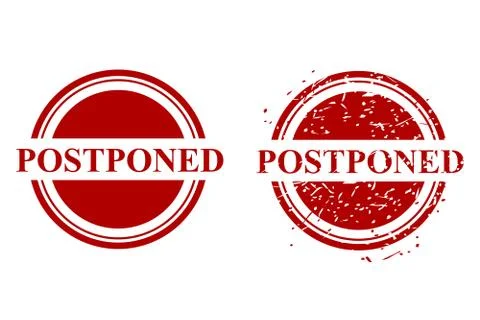 2 Style Rusty Circle  Vector Red Grunge Rubber Stamp Effect, Postponed Stock Illustration