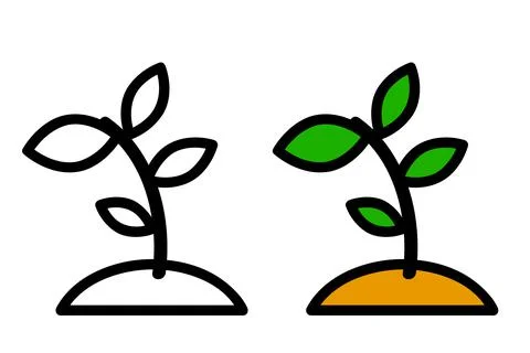 2 style, Simple Vector Icon, Small Plant, Representing Growth Investment Stock Illustration