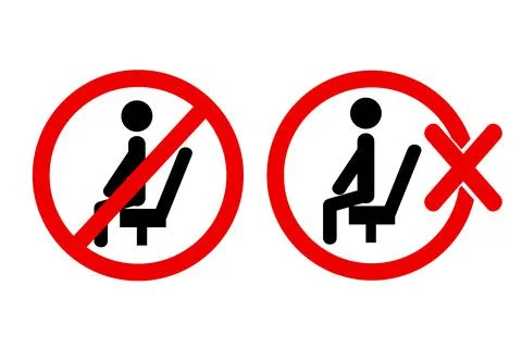 2 style simple vector Prohibition Sign, Do Not Sit here, Isolated on White Stock Illustration