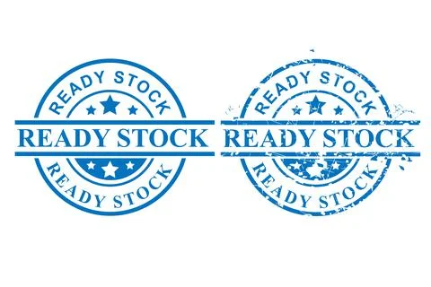 2 Style Vector of Blue Circle Grunge Rubber Stamp, Ready Stock, Isolated on W Stock Illustration