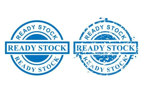 2 Style Vector of Blue Circle Grunge Rubber Stamp, Ready Stock, Isolated on W Stock Illustration