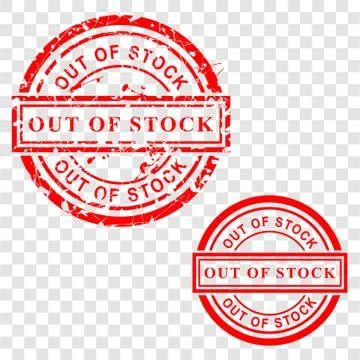 2 Style Vector of Circle Grunge Red Rubber Stamp, Out of Stock, at Transparen Stock Illustration