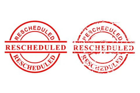 2 Style Vector Circle rusty Red Rectangle Rubber Stamp Effect, Rescheduled, r Stock Illustration