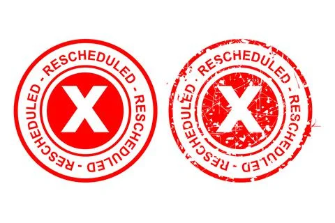 2 Style Vector Circle rusty Red Rectangle Rubber Stamp Effect, Rescheduled, r Stock Illustration