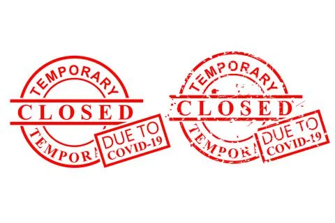 2 Style Vector, Clean and Rust Red Rubber Stamp, Temporary Closed Due To Coro Stock Illustration